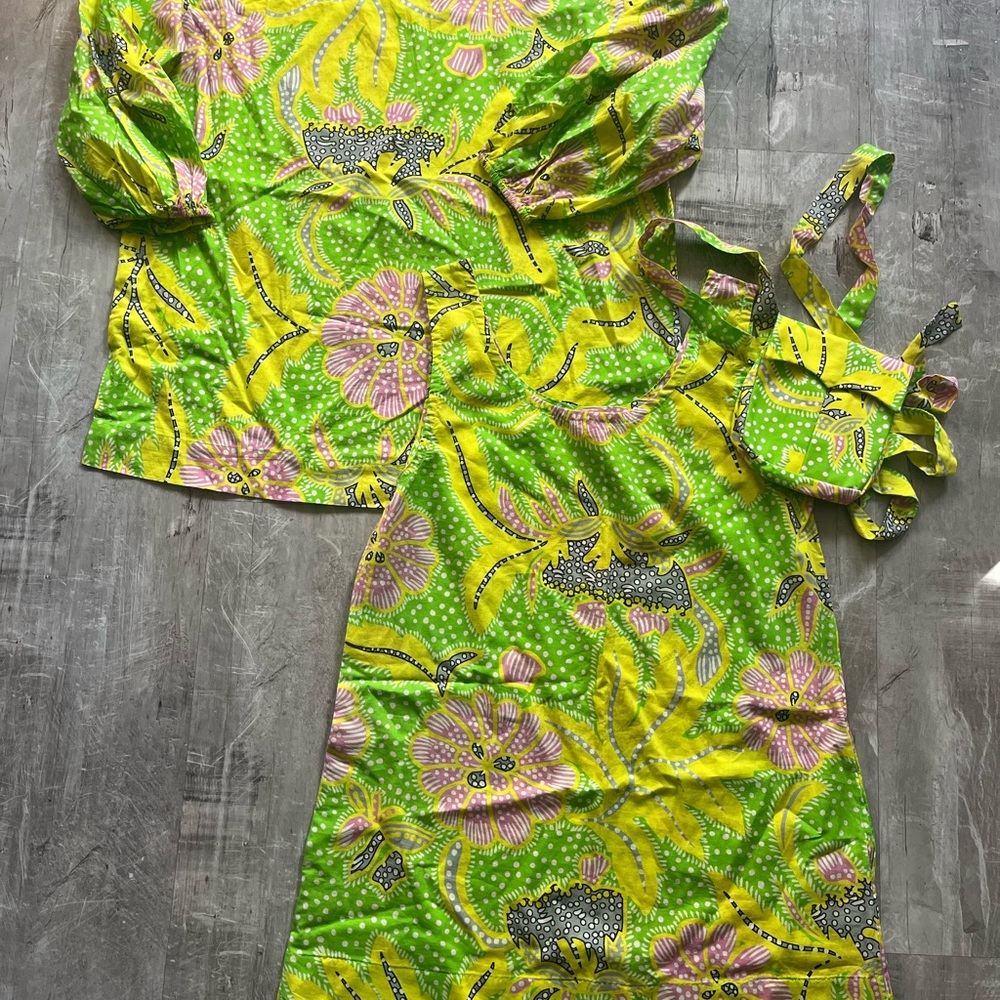 RHODE bright Green floral Patterned Three-Piece Set Size Small NWOT